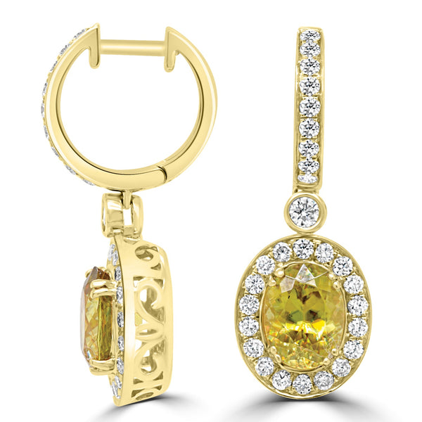 4.61ct Sphene Earring with 1.33ct Diamonds set in 14K Yellow Gold