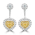 0.69ct Yellow Diamond Earring with 0.74ct Diamonds set in 18K White Gold