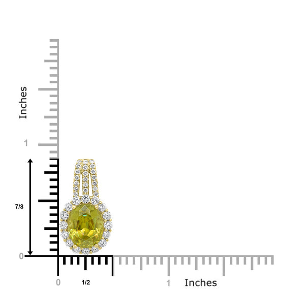 4.02ct Sphene Pendant with 0.84ct Diamonds set in 14K Yellow Gold