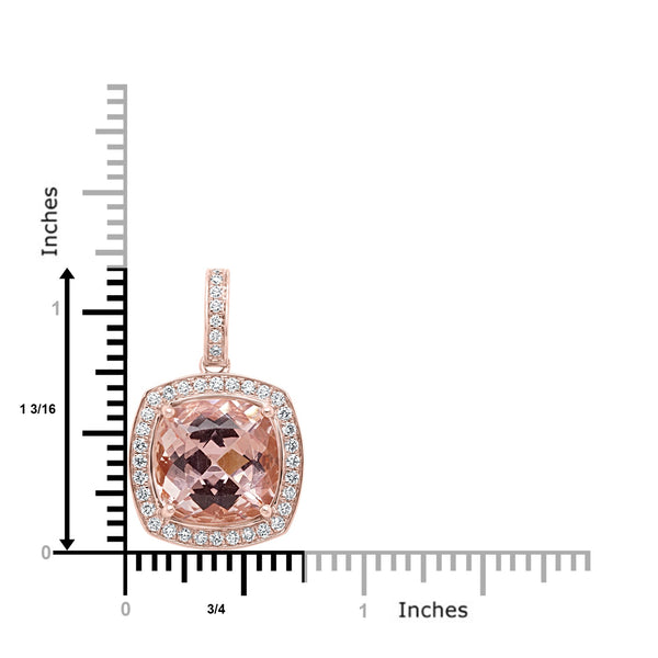 8.73ct Morganite Pendant with 0.49ct Diamonds set in 14K Rose Gold