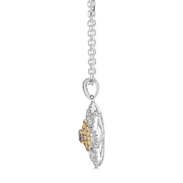 0.19ct Pink Diamond Pendant with 0.48tct Diamonds set in 14K Two Tone Gold