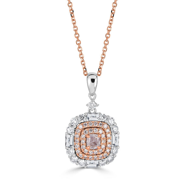 0.24ct Pink Diamond Pendant with 0.94tct Diamonds set in 14K Two Tone Gold