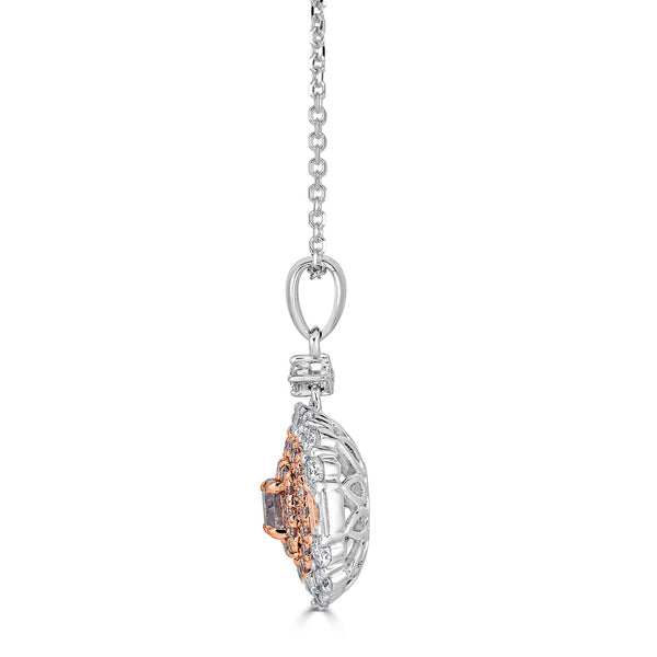 0.24ct Pink Diamond Pendant with 0.94tct Diamonds set in 14K Two Tone Gold
