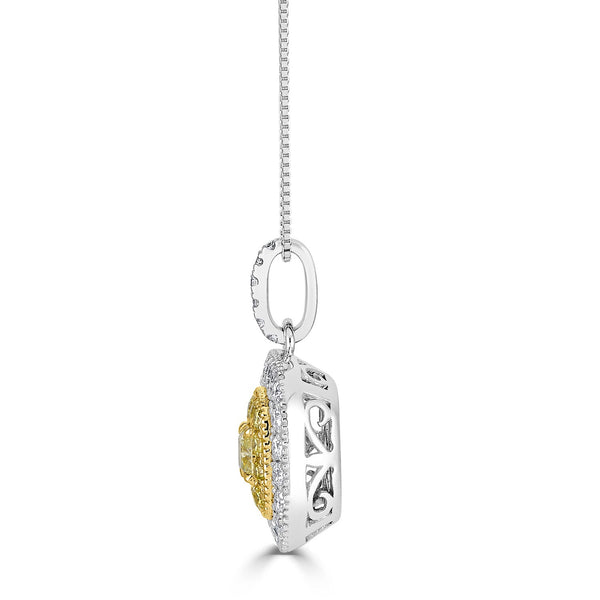 0.31tct Yellow Diamond Pendant with 0.63tct Diamonds set in 14K Two Tone Gold