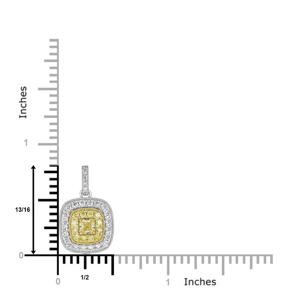 0.31tct Yellow Diamond Pendant with 0.63tct Diamonds set in 14K Two Tone Gold