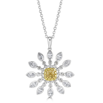 0.52ct Yellow Diamond Pendant with 1.73tct Diamonds set in 14K Two Tone Gold