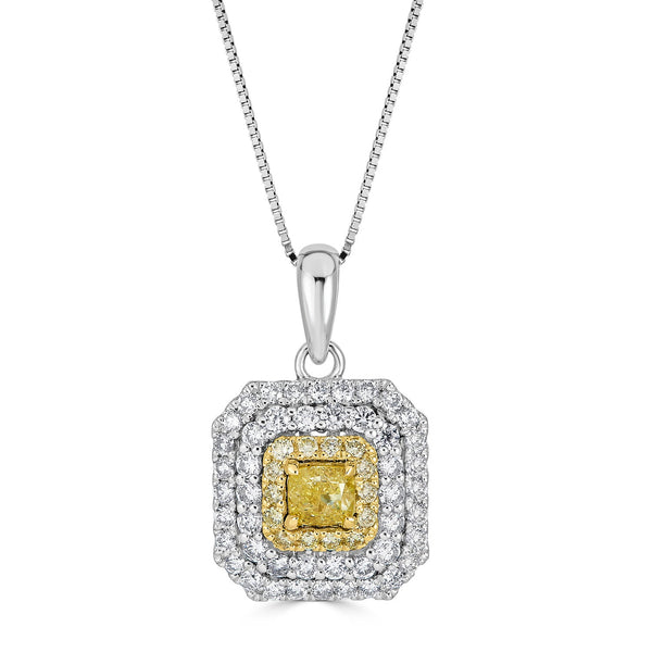 0.35ct Yellow Diamond Pendant with 0.72tct Diamonds set in 14K Two Tone Gold