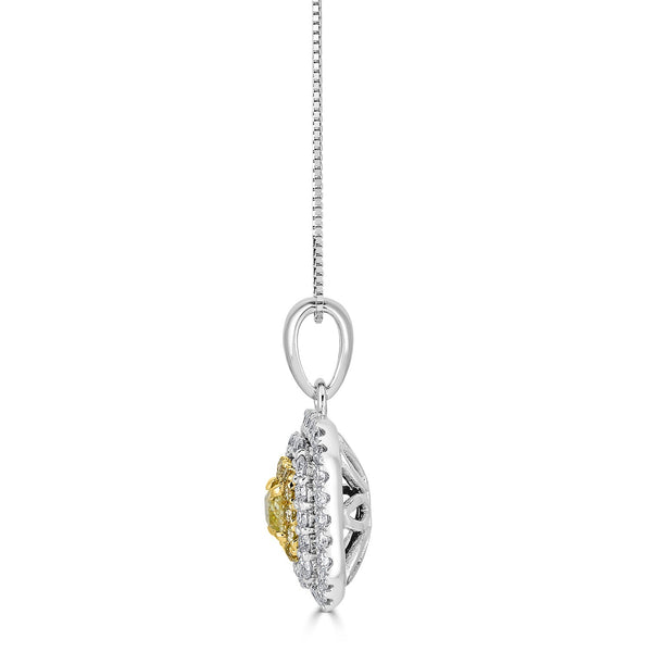 0.35ct Yellow Diamond Pendant with 0.72tct Diamonds set in 14K Two Tone Gold
