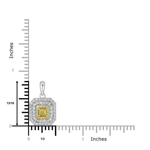 0.35ct Yellow Diamond Pendant with 0.72tct Diamonds set in 14K Two Tone Gold