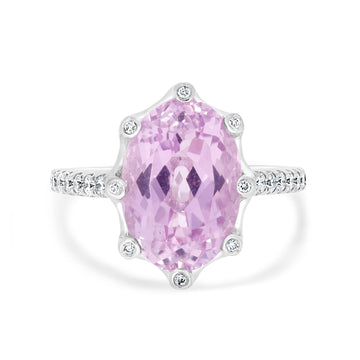 7.49ct Kunzite Ring with 0.29ct Diamonds set in 14K White Gold