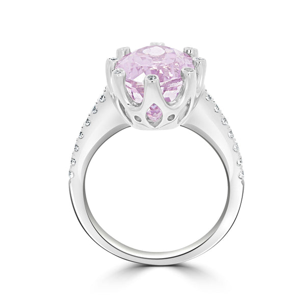 7.49ct Kunzite Ring with 0.29ct Diamonds set in 14K White Gold