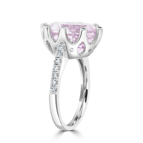7.49ct Kunzite Ring with 0.29ct Diamonds set in 14K White Gold