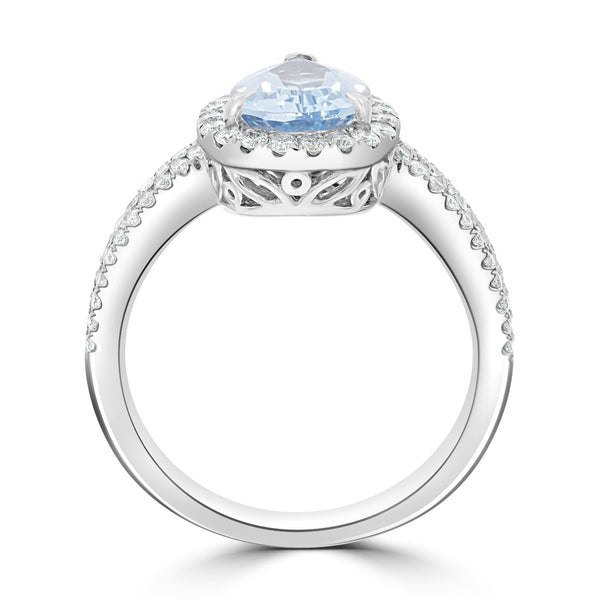 1.6ct Aquamarine Ring with 0.4ct Diamonds set in 14K White Gold