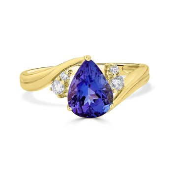 2.01ct Tanzanite Ring With 0.13tct Diamonds Set In 14K Yellow Gold