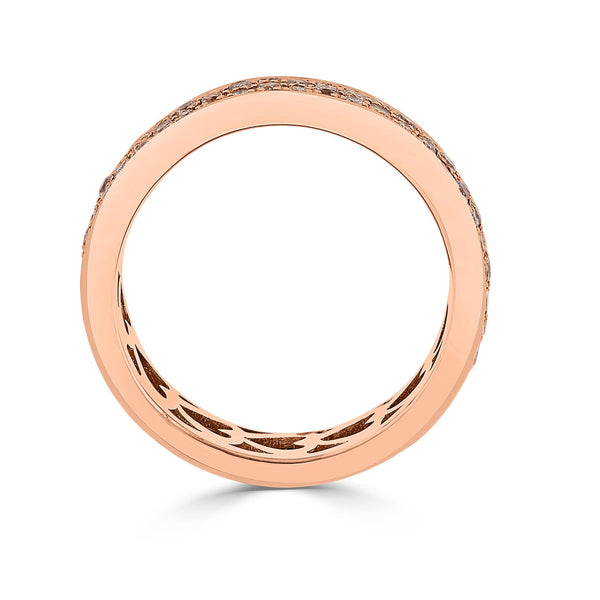 Three Row Channel Set 1.23Tct Pink Diamond Band In 14Kt Rose Gold