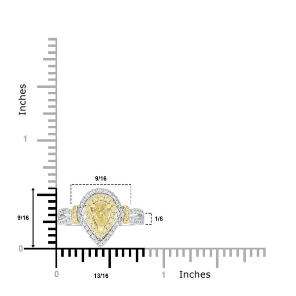 0.43ct Yellow Diamond Rings with 0.55tct Diamond set in 14K Two Tone Gold