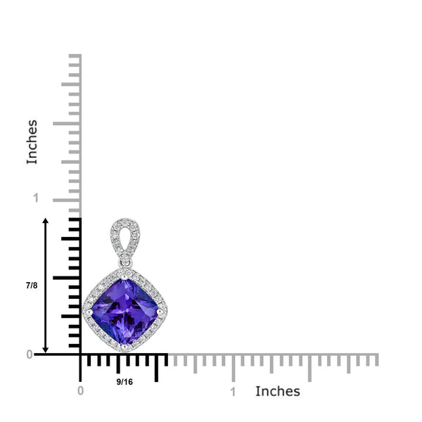 3.99ct Tanzanite Pendant with 0.23tct diamonds set in 14K white gold