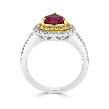 1.05ct Ruby Ring with 0.49tct Diamonds set in 18K Two Tone Gold