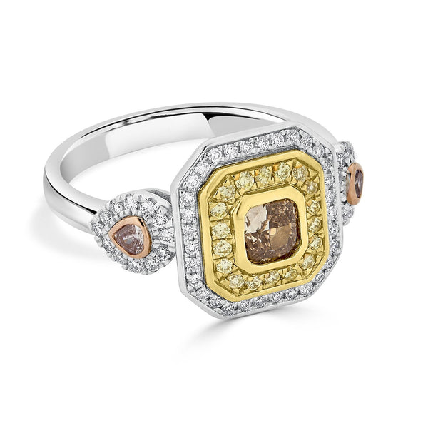 0.51tct Brown Diamond Ring with 0.52tct Diamonds set in 14K Two Tone Gold
