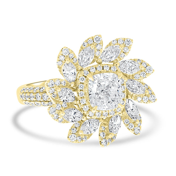 1.07ct Diamond Rings with 1.43tct Diamond set in 18K Yellow Gold