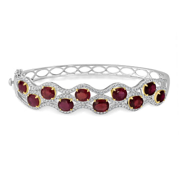 6.49tct Ruby Bangle with 0.99tct Diamonds set in 18K Two Tone Gold