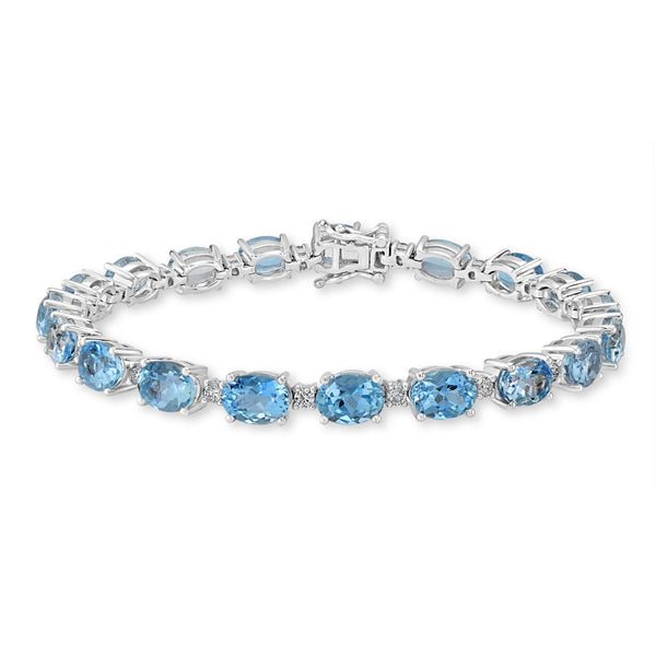 14.69tct Aquamarine Bracelet with 0.68tct Diamonds set in 14K White Gold