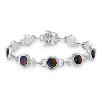 7.35tct Ammolite Bracelet with 0.24tct Diamonds set in 14K White Gold
