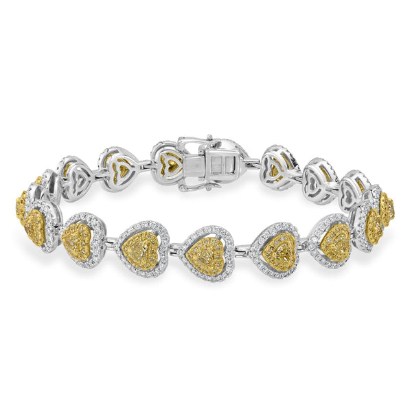 3.85tct Yellow Diamond Bracelet with 1.9tct Diamonds set in 18K Two Tone Gold