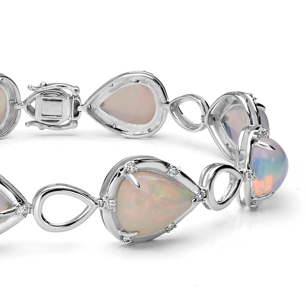17.91tct Opal Bracelets with 0.58tct Diamond set in 14K White Gold