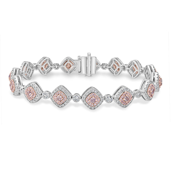 1.15tct Pink Diamond Bracelet with 2.87tct Diamonds set in 14K Two Tone Gold