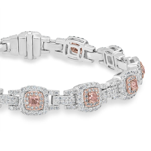 0.89tct Pink Diamond Bracelet with 3.18tct Diamonds set in 14K Two Tone Gold