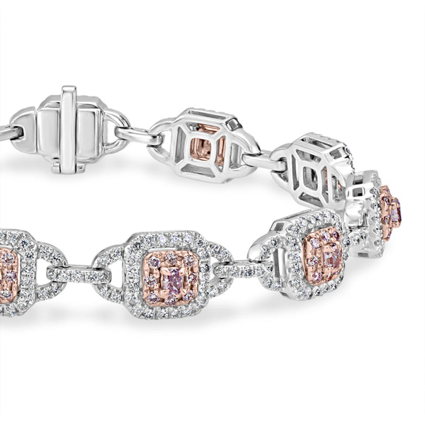 0.88tct Pink Diamond Bracelet with 2.84tct Diamonds set in 14K Two Tone Gold