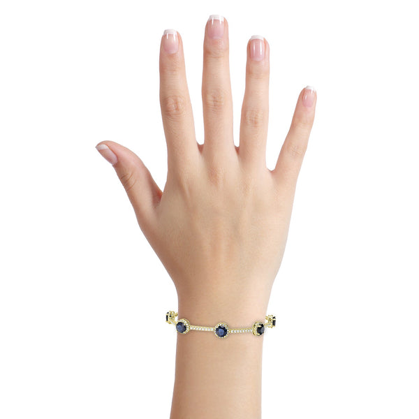 10.53tct Sapphire Bracelets with 2.02tct Diamond set in 14K Yellow Gold