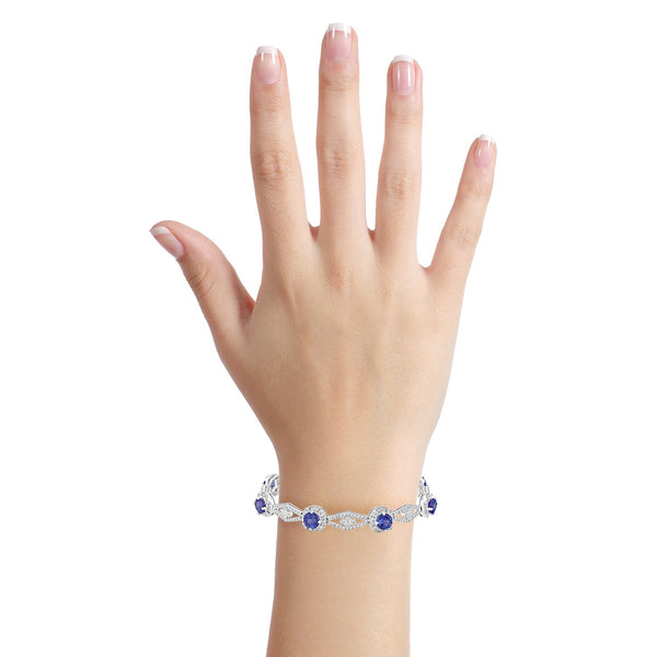 11.22tct Tanzanite Bracelet with 2.33tct Diamonds set in 14K White Gold