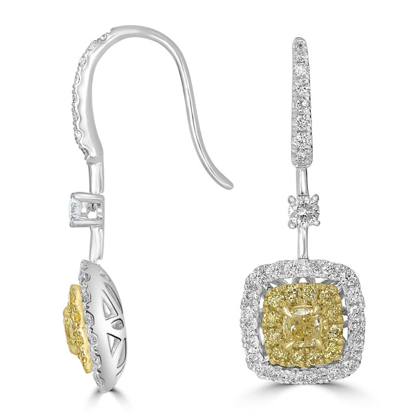 0.44tct Yellow Diamond Earring with 1.05tct Diamonds set in 18KW & 22KY Two Tone Gold