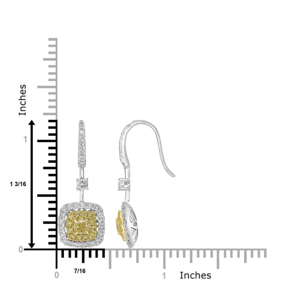 0.44tct Yellow Diamond Earring with 1.05tct Diamonds set in 18KW & 22KY Two Tone Gold