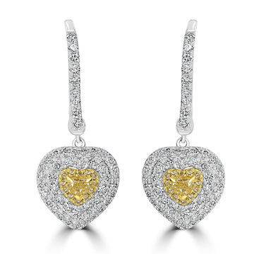 0.27tct Yellow Diamond Earring with 1.11tct Diamonds set in 18K Two Tone Gold