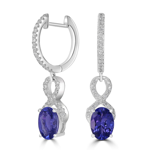 2.76tct Tanzanite Earring with 0.42tct Diamonds set in 14K White Gold