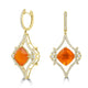 9.74tct Fire Opal Earrings with 1.68tct Diamond set in 18K Yellow Gold