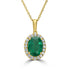 3.12ct Emerald Pendant with 0.3tct Diamonds set in 14K Yellow Gold
