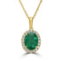3.12ct Emerald Pendant with 0.3tct Diamonds set in 14K Yellow Gold