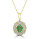 3.2ct Tsavorite Pendants with 0.9tct Diamond set in 14K Yellow Gold