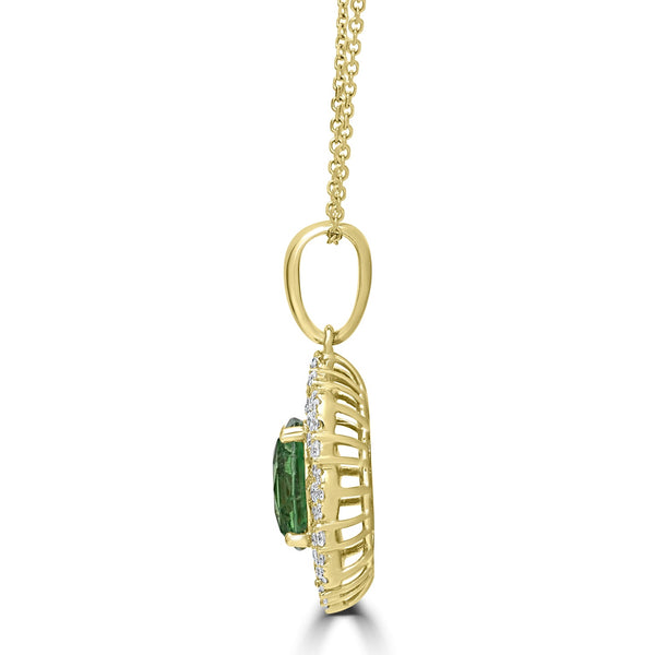 3.2ct Tsavorite Pendants with 0.9tct Diamond set in 14K Yellow Gold