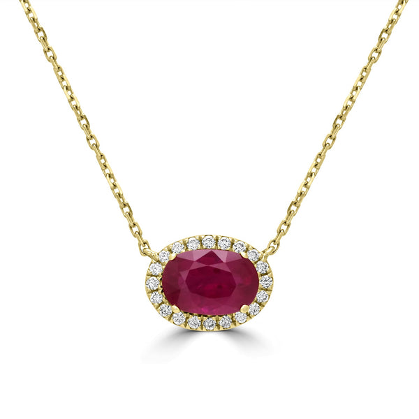 1.99ct Ruby Pendants with 0.13tct Diamond set in 14K Yellow Gold