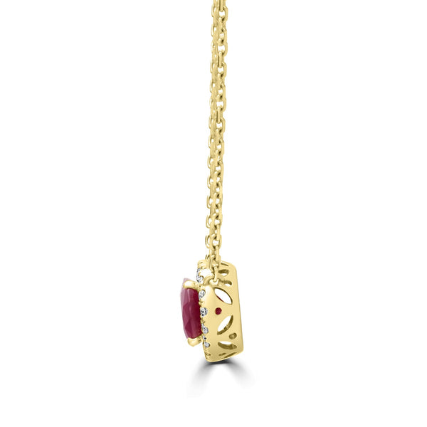 1.99ct Ruby Pendants with 0.13tct Diamond set in 14K Yellow Gold