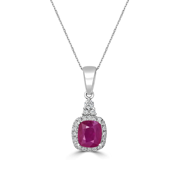 1.86ct Ruby Pendant with 0.2tct Diamonds set in 14K White Gold