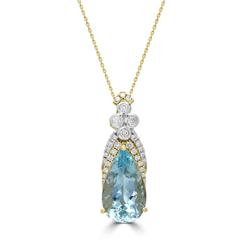 4.08ct Aquamarine Pendants with 0.25tct Diamond set in 14K Two Tone Gold