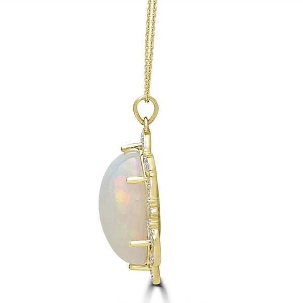 21.65ct Opal Pendants with 0.34tct Diamond set in 14K Yellow Gold