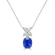 1.79ct Blue Sapphire Pendants with 0.36tct Diamond set in 14K White Gold