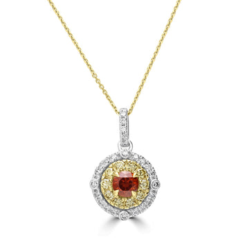 0.45ct Orange Diamond Pendants with 0.47tct Diamond set in 14K Yellow Gold